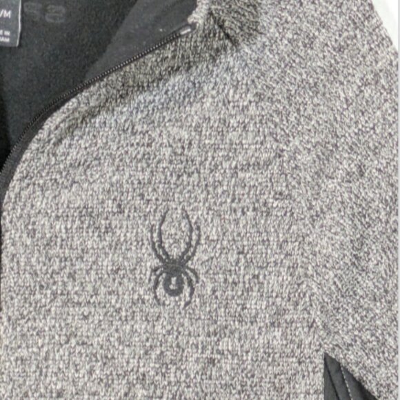 Spyder Men's Full Zip Knit Jacket Waffle Knit Gray & Black Size M - Picture 3 of 6